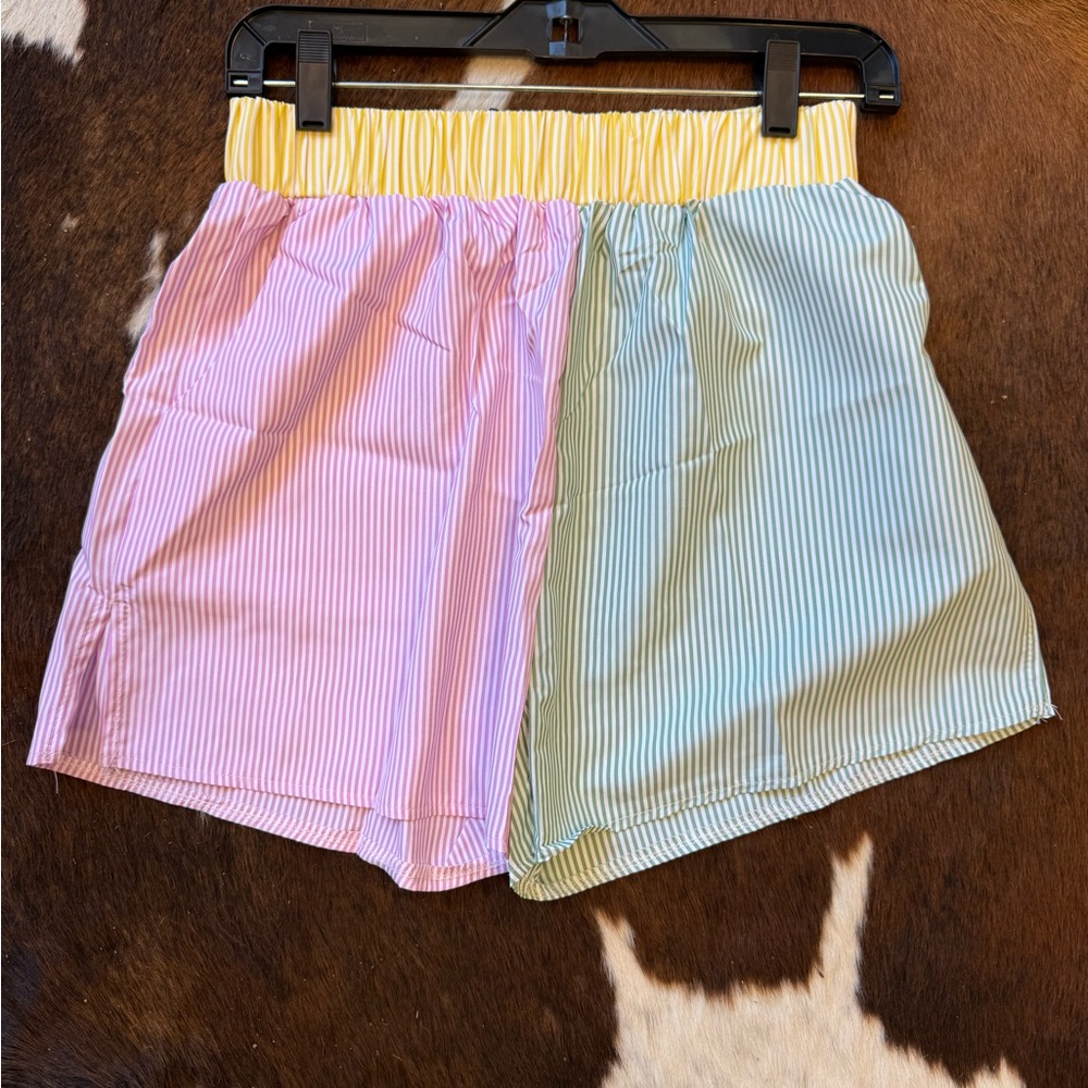 Striped Pink and Green Women's Shorts